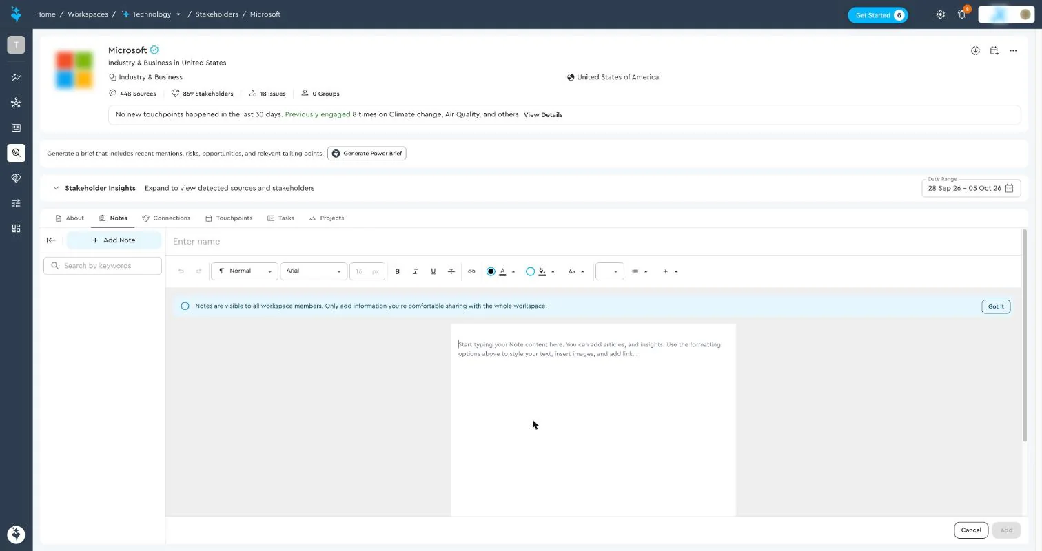 Notes editor