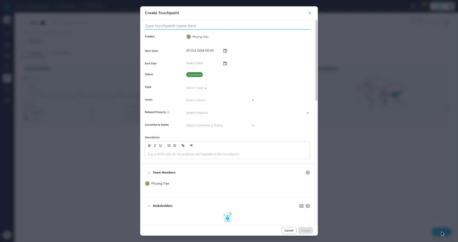 Create touchpoint form